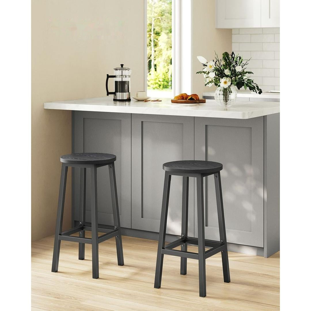Set Van 2 Barkrukken met Voetsteun en Metalen Frame Voor Keuken of Bar – productweergave 11 | De Groot Living