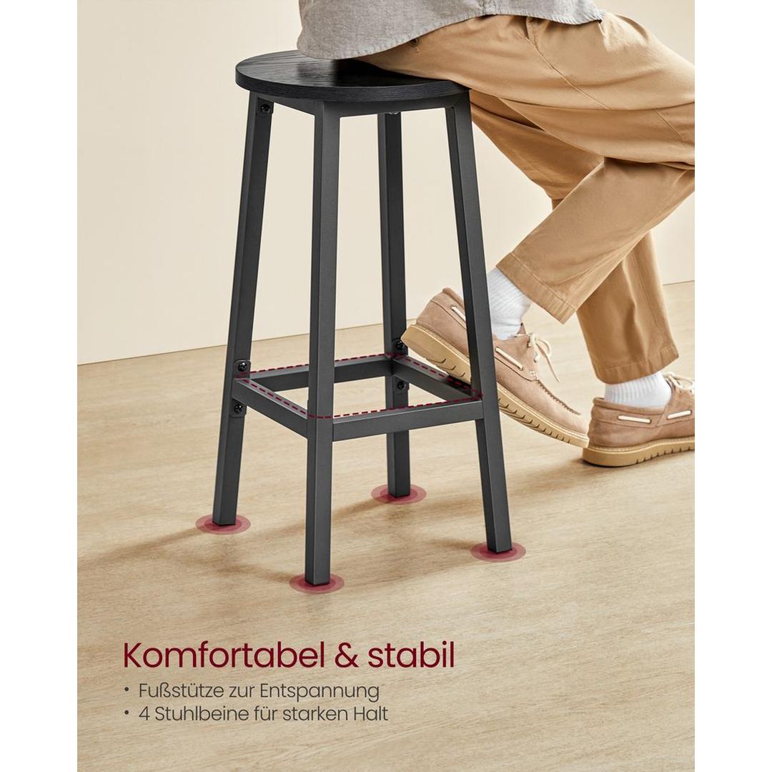 Set Van 2 Barkrukken met Voetsteun en Metalen Frame Voor Keuken of Bar – productweergave 12 | De Groot Living