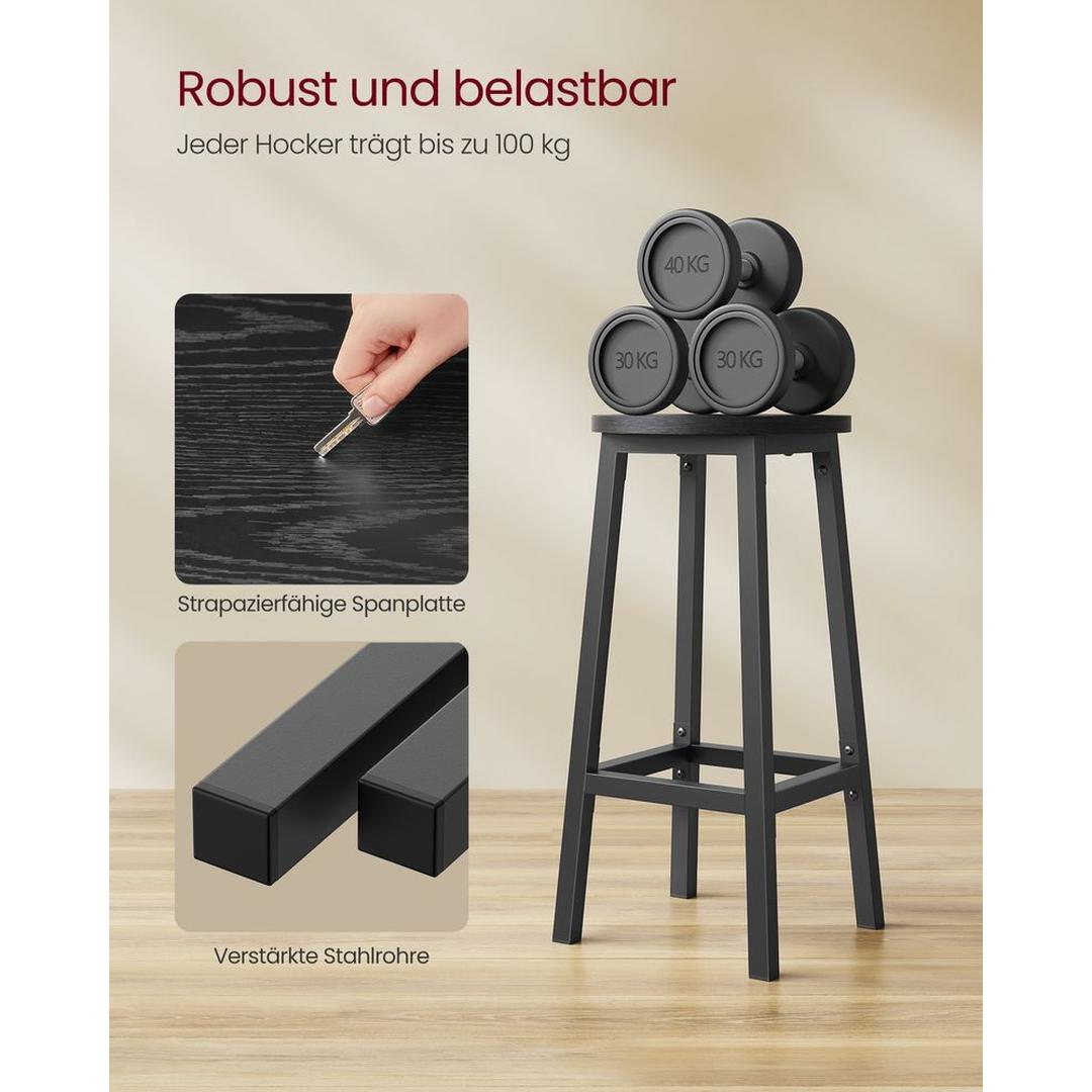 Set Van 2 Barkrukken met Voetsteun en Metalen Frame Voor Keuken of Bar – productweergave 13 | De Groot Living