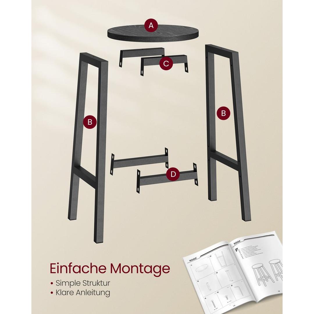 Set Van 2 Barkrukken met Voetsteun en Metalen Frame Voor Keuken of Bar – productweergave 15 | De Groot Living