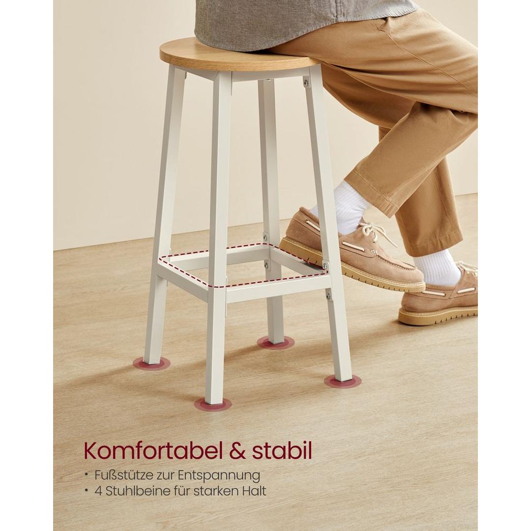 Set Van 2 Barkrukken met Voetsteun en Metalen Frame Voor Keuken of Bar – productweergave 18 | De Groot Living