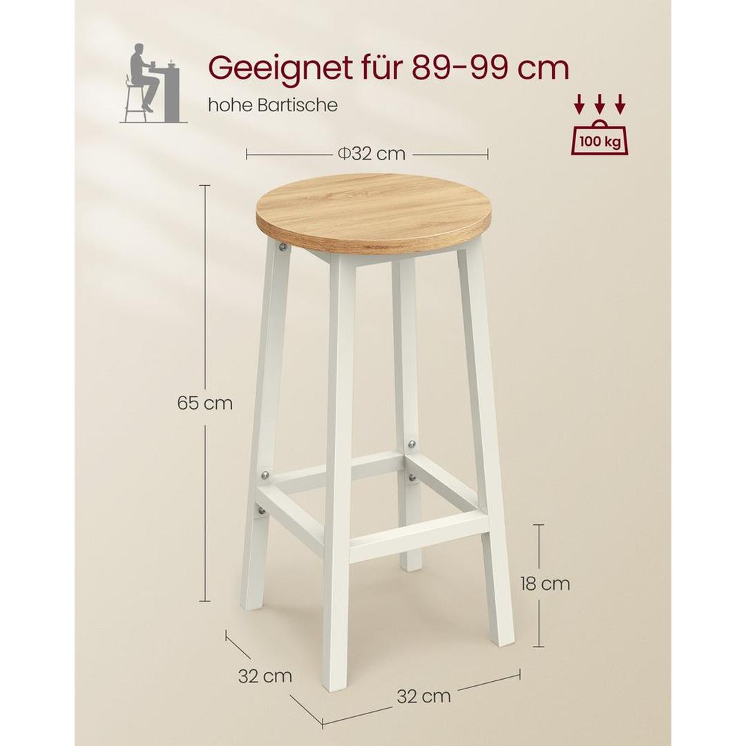 Set Van 2 Barkrukken met Voetsteun en Metalen Frame Voor Keuken of Bar – productweergave 20 | De Groot Living