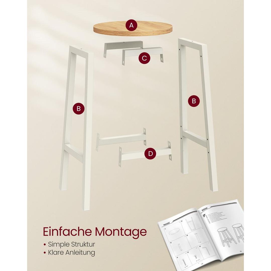 Set Van 2 Barkrukken met Voetsteun en Metalen Frame Voor Keuken of Bar – productweergave 21 | De Groot Living