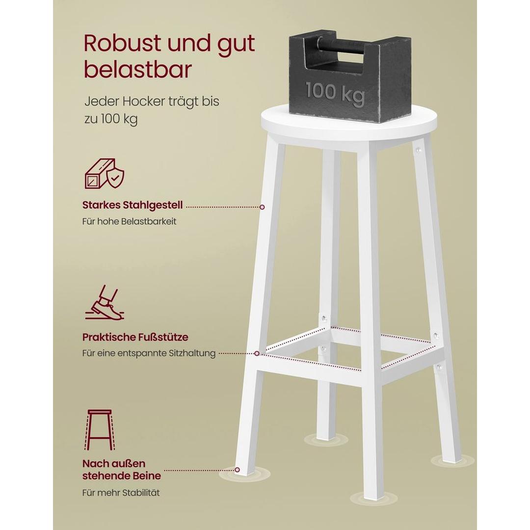 Set Van 2 Barkrukken met Voetsteun en Metalen Frame Voor Keuken of Bar – productweergave 25 | De Groot Living