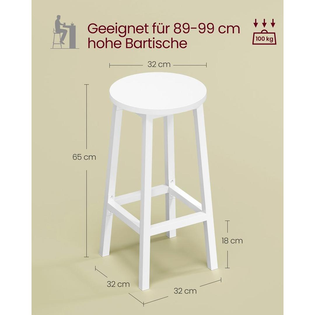 Set Van 2 Barkrukken met Voetsteun en Metalen Frame Voor Keuken of Bar – productweergave 26 | De Groot Living