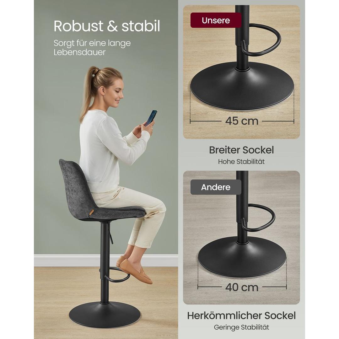 Set Van 2 Verstelbare Barstoelen met Rugleuning en 360° Draaifunctie – productweergave 4 | De Groot Living