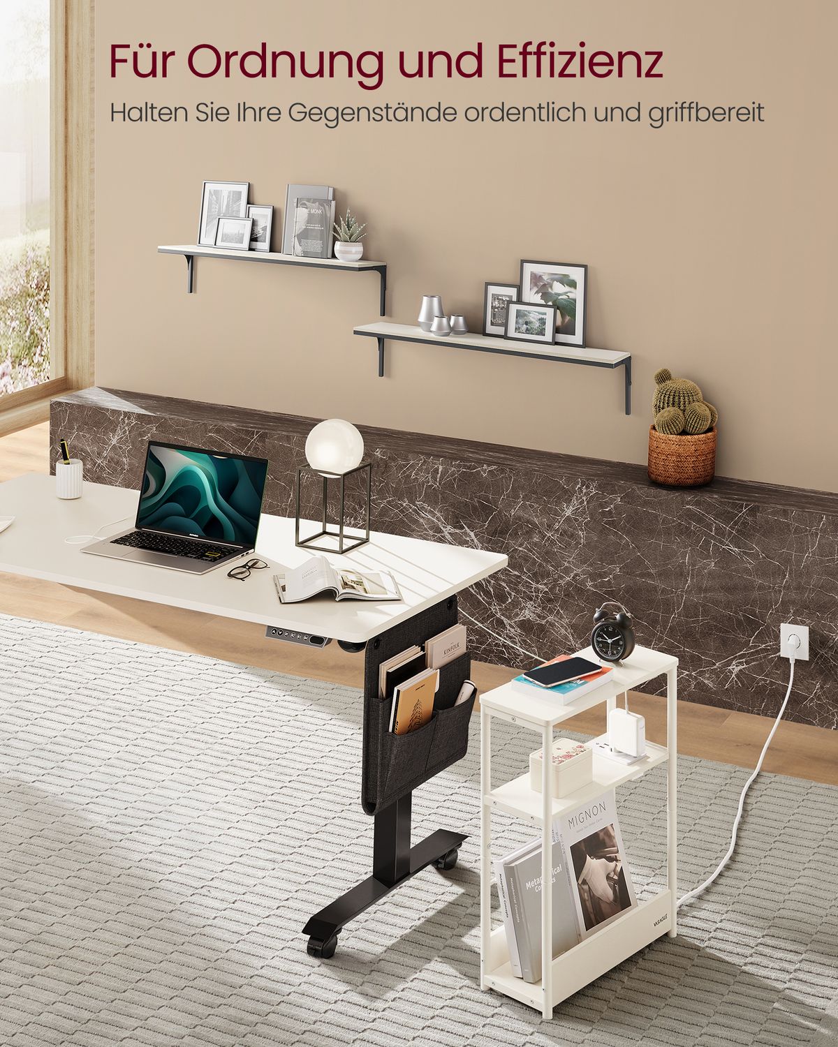 Smalle Bijzettafel met 3 Planken en Oplaadfunctie – productweergave 10 | De Groot Living