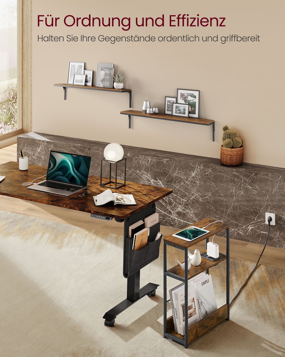 Smalle Bijzettafel met 3 Planken en Oplaadfunctie – productweergave 17 | De Groot Living