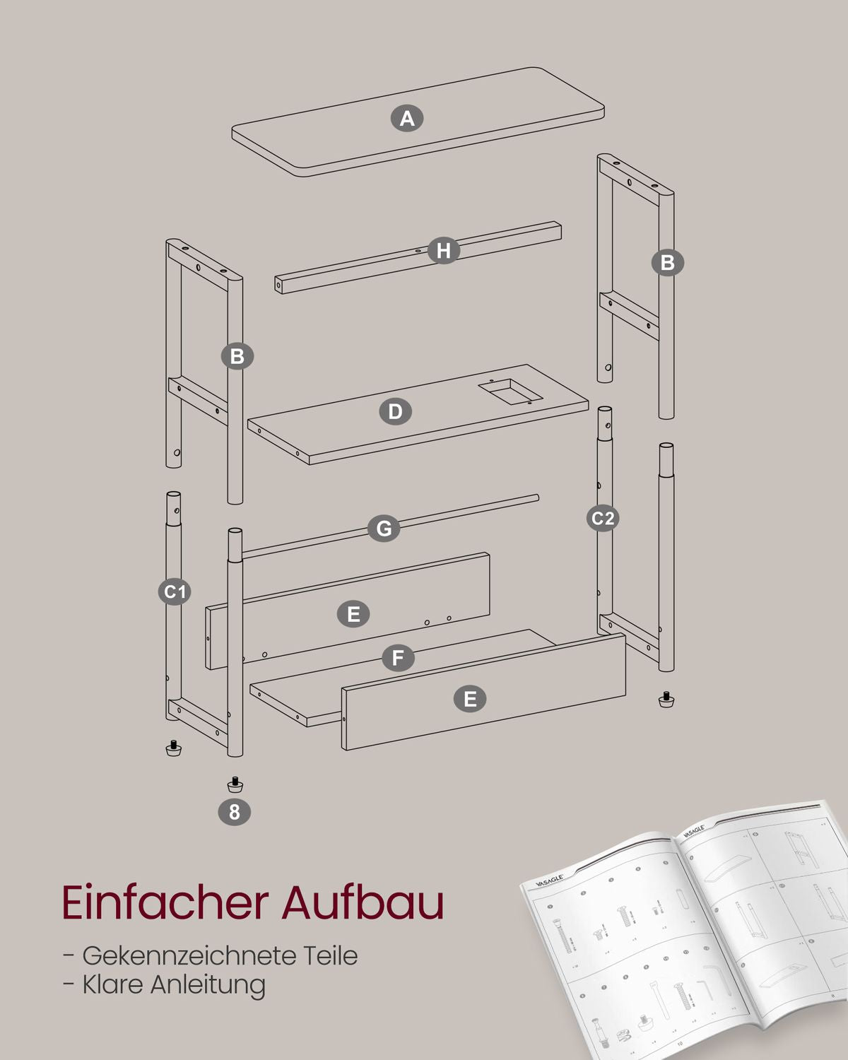 Smalle Bijzettafel met 3 Planken en Oplaadfunctie – productweergave 25 | De Groot Living
