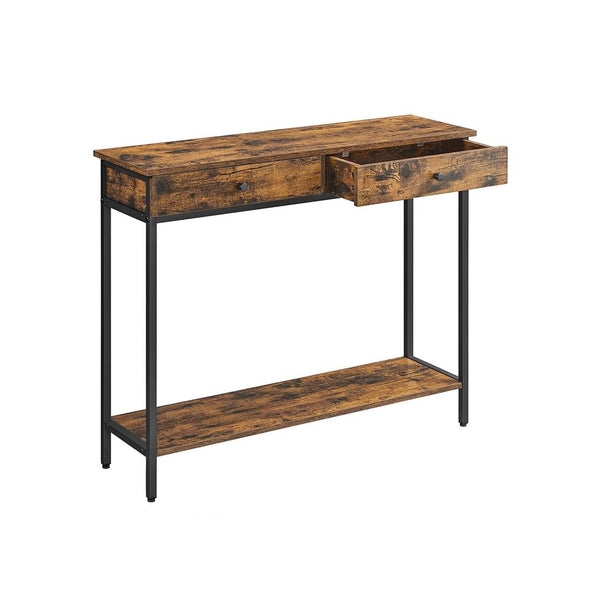 Smalle Sidetable met 2 Lades en Onderplank in Industriële Stijl – productweergave 1 | De Groot Living