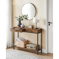 Smalle Sidetable met 2 Lades en Onderplank in Industriële Stijl – productweergave 2 | De Groot Living