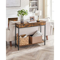 Smalle Sidetable met 2 Lades en Onderplank in Industriële Stijl – productweergave 3 | De Groot Living