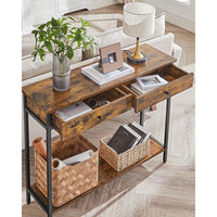 Smalle Sidetable met 2 Lades en Onderplank in Industriële Stijl – productweergave 4 | De Groot Living