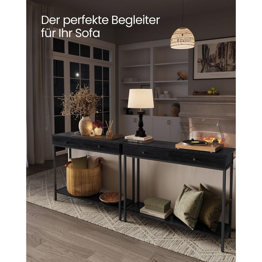 Smalle Sidetable met 2 Lades en Onderplank in Industriële Stijl – productweergave 11 | De Groot Living