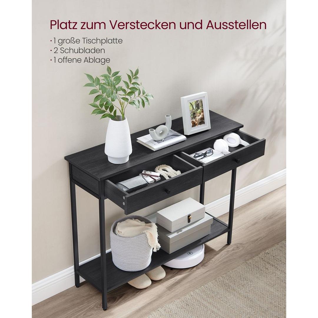 Smalle Sidetable met 2 Lades en Onderplank in Industriële Stijl – productweergave 12 | De Groot Living