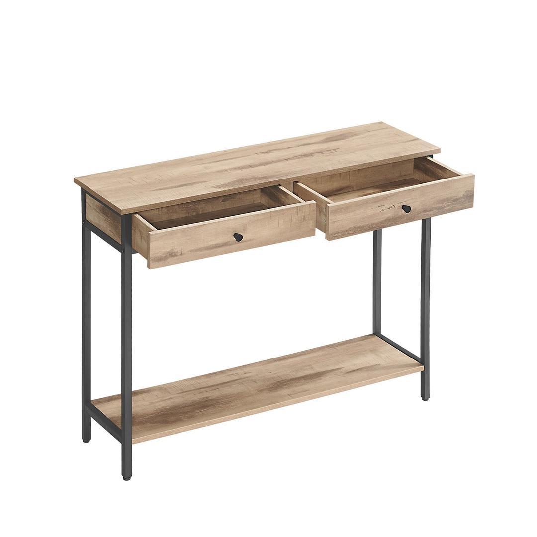 Smalle Sidetable met 2 Lades en Onderplank in Industriële Stijl – productweergave 15 | De Groot Living