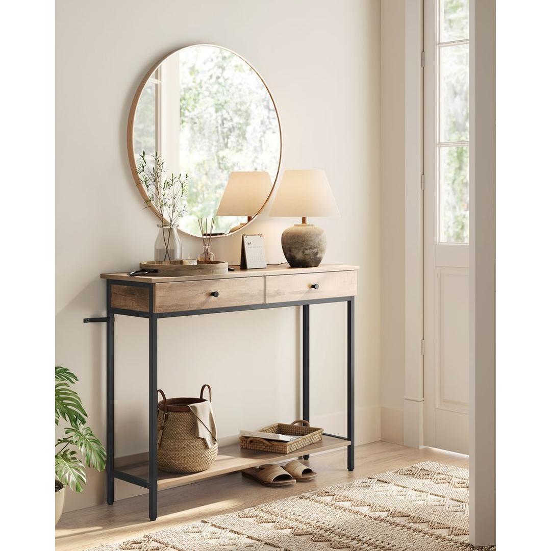 Smalle Sidetable met 2 Lades en Onderplank in Industriële Stijl – productweergave 16 | De Groot Living