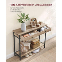 Smalle Sidetable met 2 Lades en Onderplank in Industriële Stijl – productweergave 18 | De Groot Living