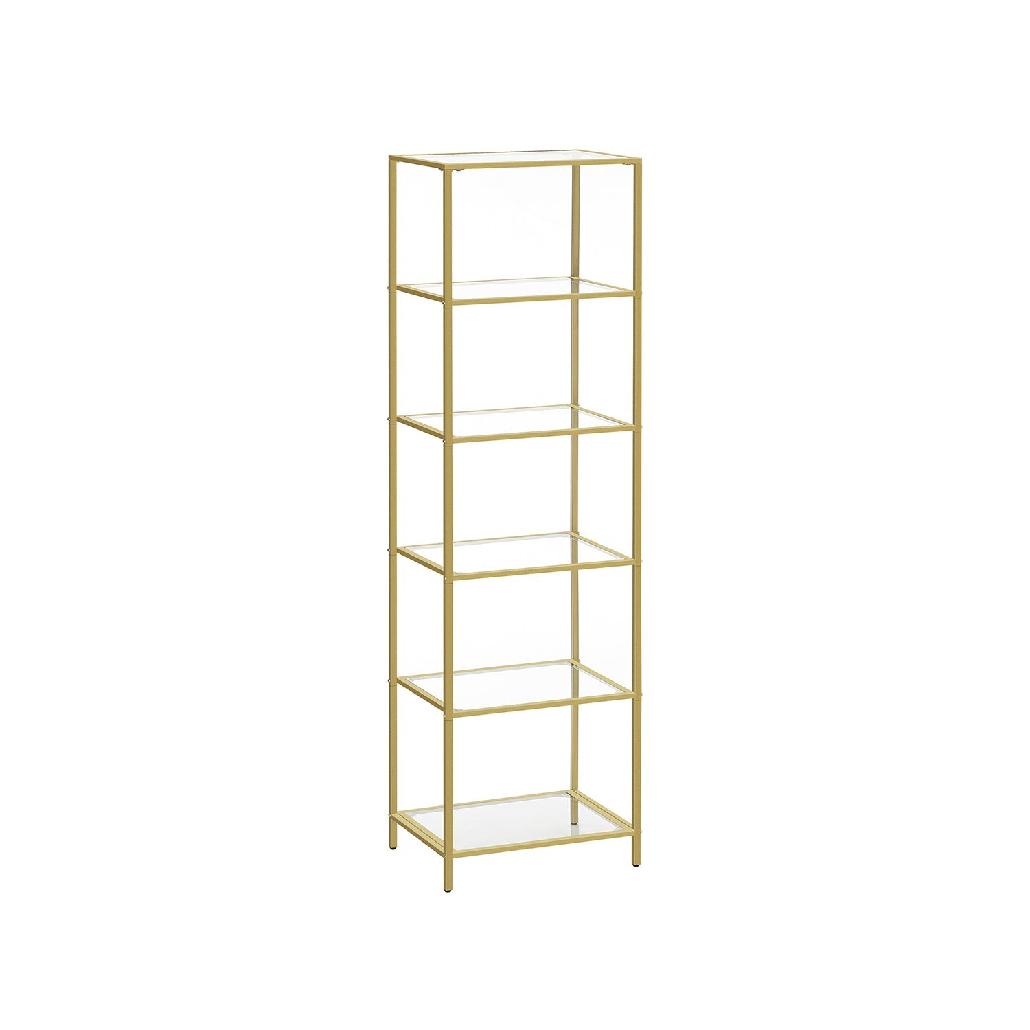 Smalle Stellingkast van Gehard Glas met Stalen Frame – productweergave 2 | De Groot Living