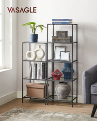 Smalle Stellingkast van Gehard Glas met Stalen Frame – productweergave 7 | De Groot Living
