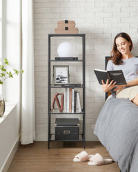 Smalle Stellingkast van Gehard Glas met Stalen Frame – productweergave 8 | De Groot Living