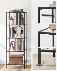 Smalle Stellingkast van Gehard Glas met Stalen Frame – productweergave 10 | De Groot Living