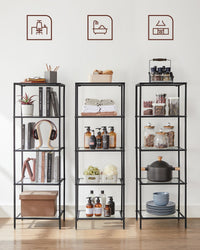 Smalle Stellingkast van Gehard Glas met Stalen Frame – productweergave 11 | De Groot Living