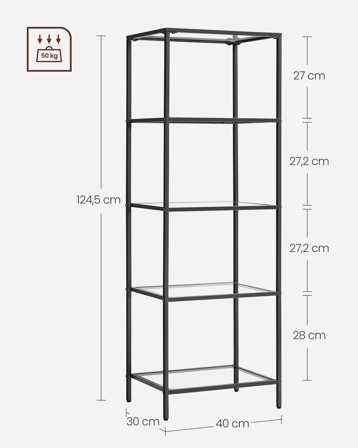 Smalle Stellingkast van Gehard Glas met Stalen Frame – productweergave 12 | De Groot Living