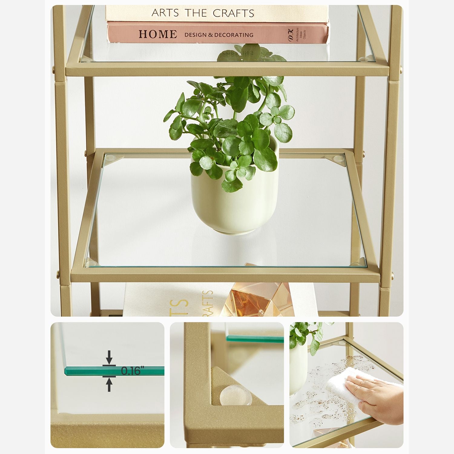 Smalle Stellingkast van Gehard Glas met Stalen Frame – productweergave 19 | De Groot Living
