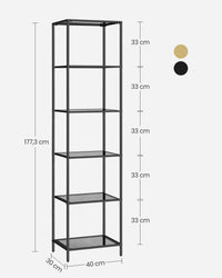 Smalle Stellingkast van Gehard Glas met Stalen Frame – productweergave 28 | De Groot Living