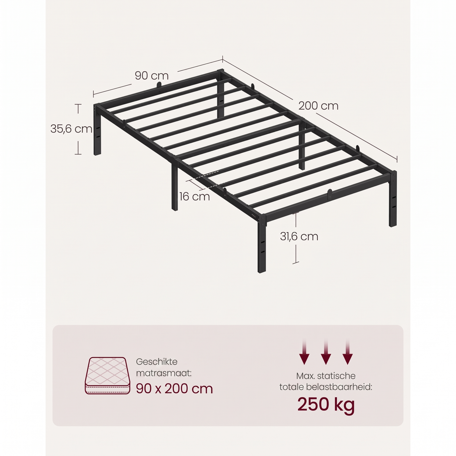 Stalen Bedframe met Verhoogd Onderbed – productweergave 6 | De Groot Living