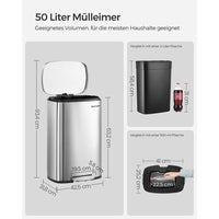 Stalen Keukenafvalbak Met Pedaal en Soft-Close Deksel 50 Liter – productweergave 12 | De Groot Living