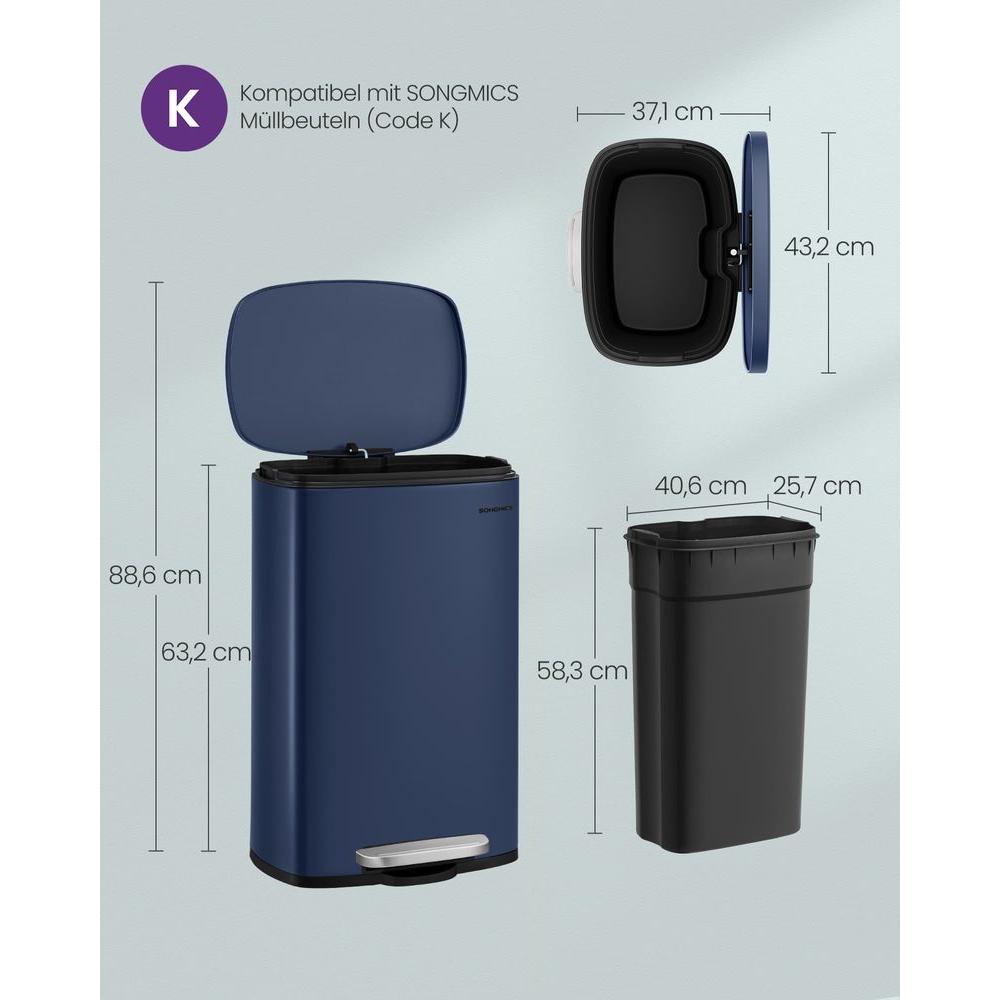 Stalen Keukenafvalbak Met Pedaal en Soft-Close Deksel 50 Liter – productweergave 22 | De Groot Living