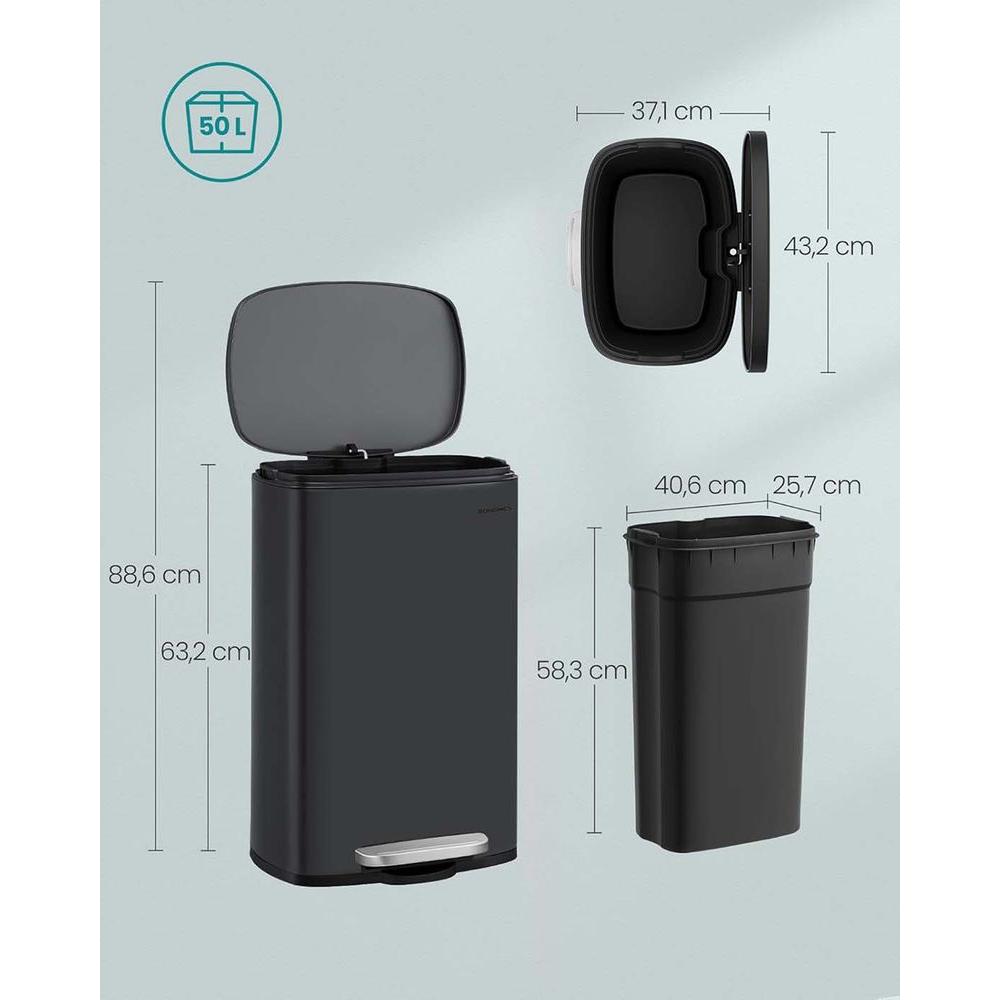 Stalen Keukenafvalbak Met Pedaal en Soft-Close Deksel 50 Liter – productweergave 28 | De Groot Living