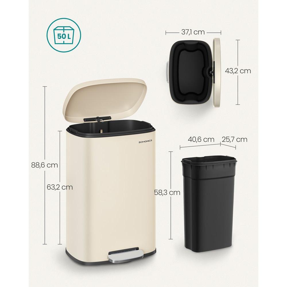 Stalen Keukenafvalbak Met Pedaal en Soft-Close Deksel 50 Liter – productweergave 33 | De Groot Living