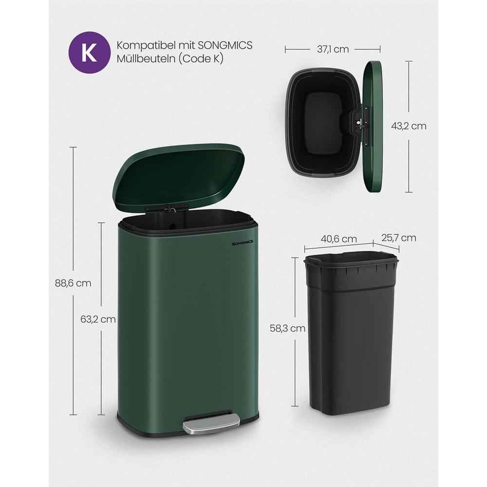 Stalen Keukenafvalbak Met Pedaal en Soft-Close Deksel 50 Liter – productweergave 40 | De Groot Living