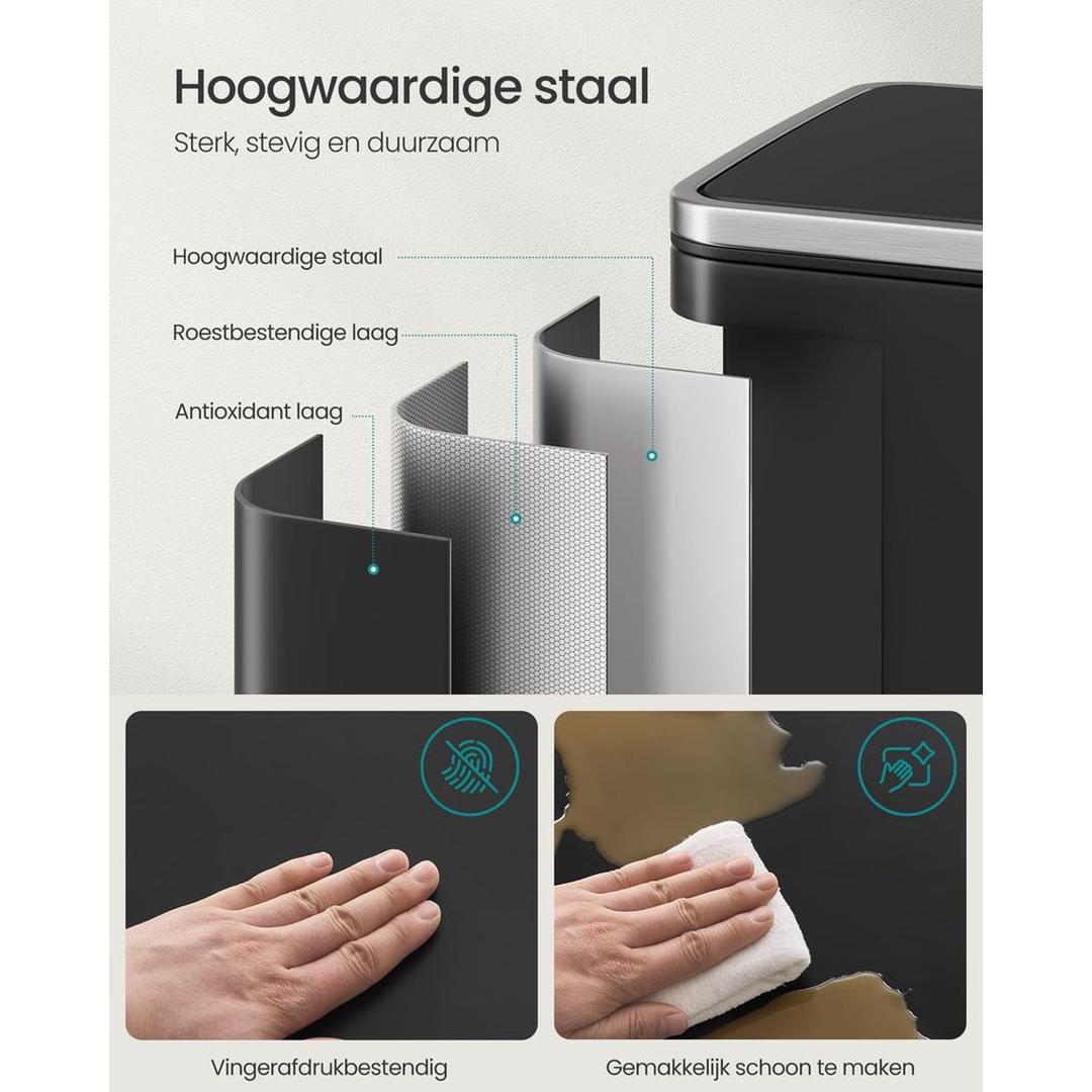 Stalen Pedaalemmer met Soft-Close Deksel en Uitneembare Binnenemmer – productweergave 6 | De Groot Living
