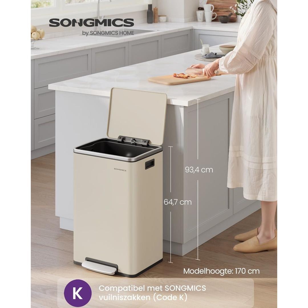 Stalen Pedaalemmer met Soft-Close Deksel en Uitneembare Binnenemmer – productweergave 9 | De Groot Living