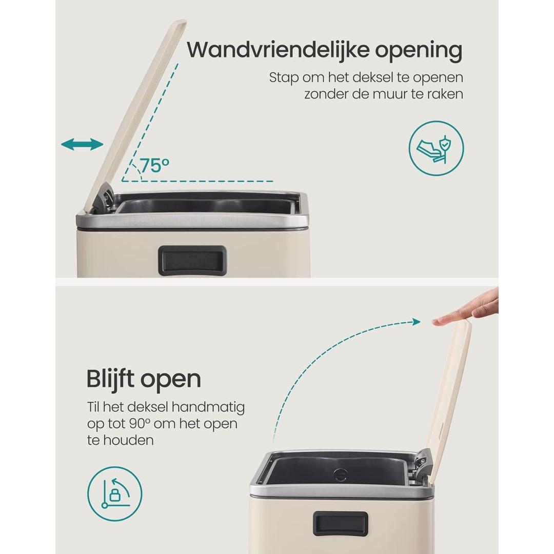 Stalen Pedaalemmer met Soft-Close Deksel en Uitneembare Binnenemmer – productweergave 11 | De Groot Living