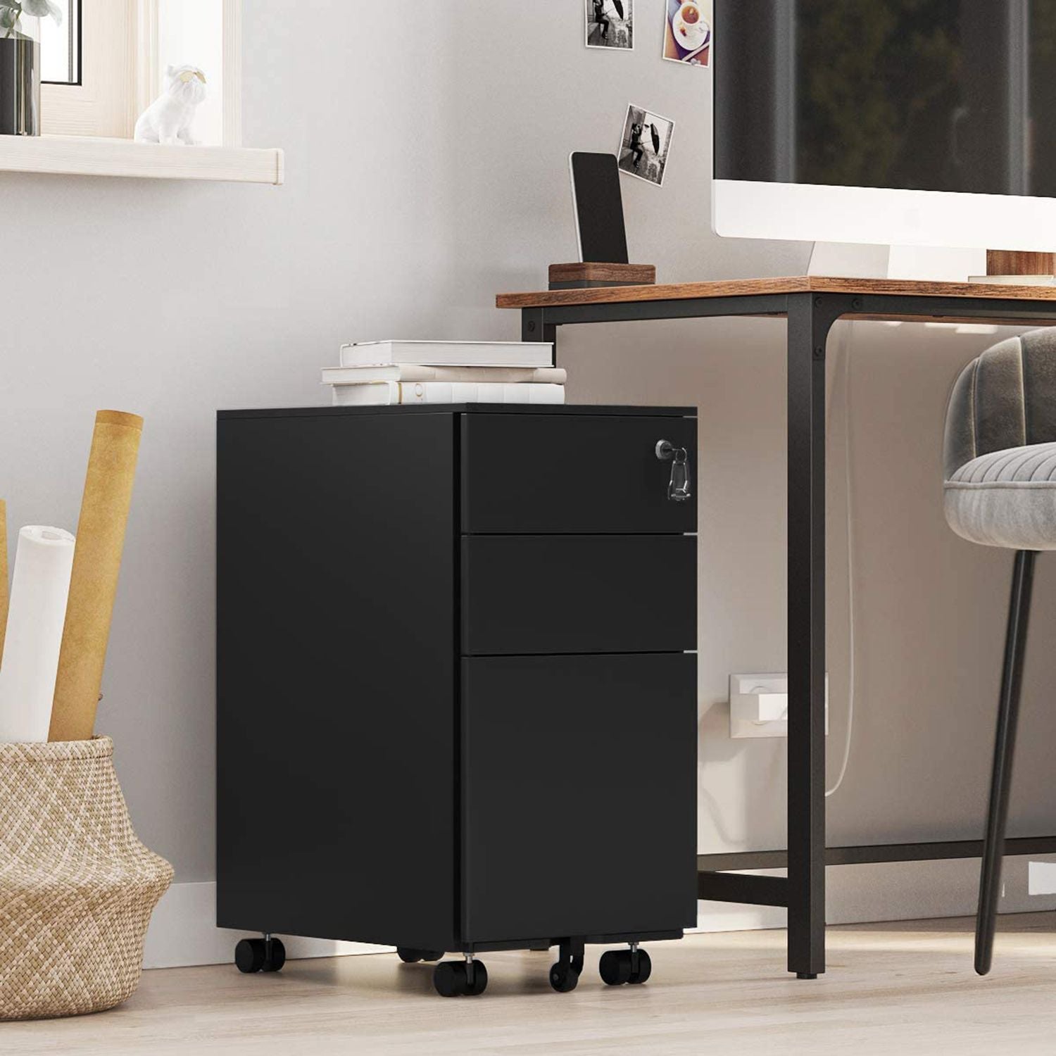 Stalen Rolcontainer met 3 Laden en Hangmap – productweergave 13 | De Groot Living