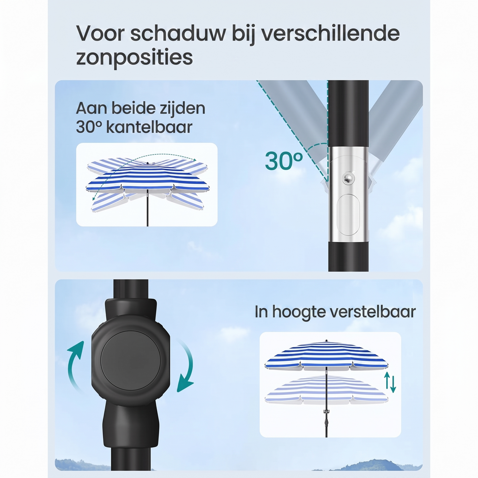 Strandparasol met Opbergvak en UPF 50+ UV-bescherming – productweergave 8 | De Groot Living