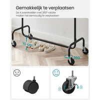 Uitschuifbaar Kledingrek Op Wielen Van Staal Tot 136 kg Draagvermogen – productweergave 5 | De Groot Living