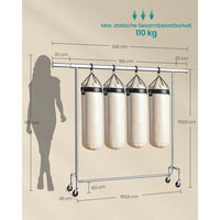 Uitschuifbaar Kledingrek Op Wielen Van Verchroomd Staal 160-200 cm – productweergave 6 | De Groot Living