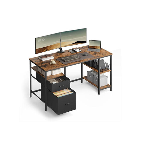 Vintage Bureau 140 cm met Laden en Planken in Industrieel Design – productweergave 1 | De Groot Living