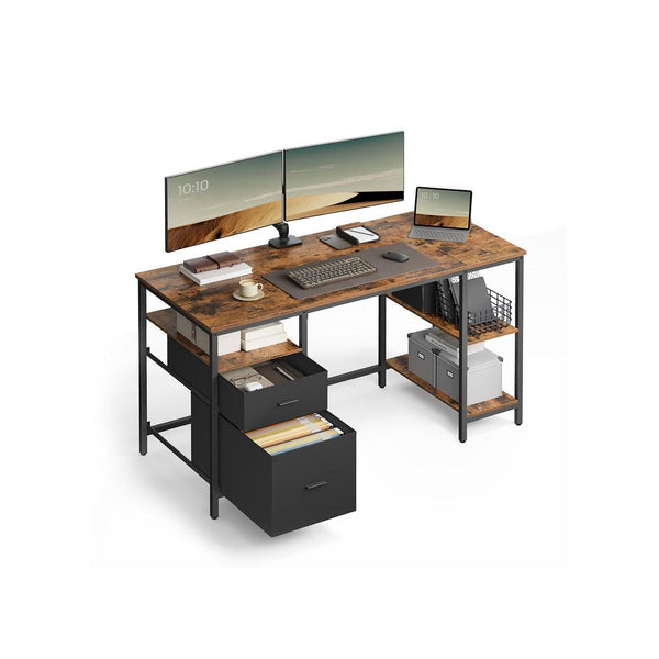 Vintage Bureau 140 cm met Laden en Planken in Industrieel Design – productweergave 1 | De Groot Living