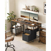Vintage Bureau 140 cm met Laden en Planken in Industrieel Design – productweergave 2 | De Groot Living