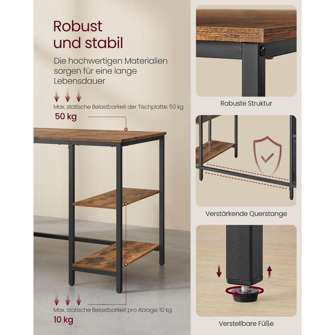 Vintage Bureau 140 cm met Laden en Planken in Industrieel Design – productweergave 3 | De Groot Living