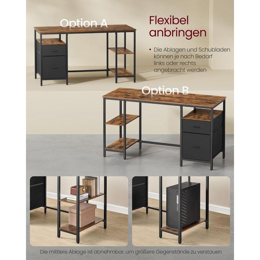 Vintage Bureau 140 cm met Laden en Planken in Industrieel Design – productweergave 4 | De Groot Living