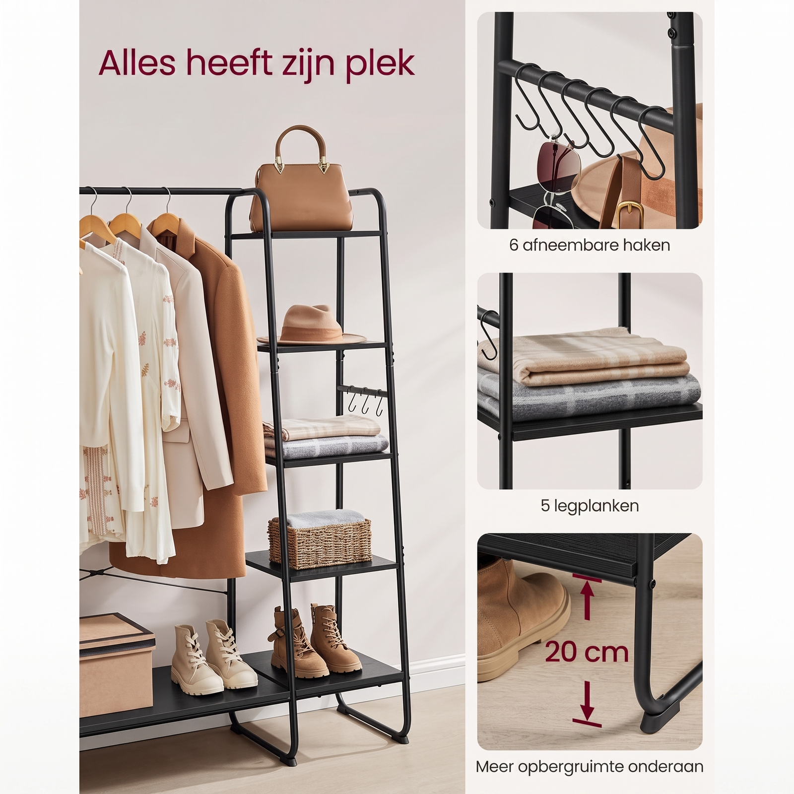Vrijstaande Kapstok met 6 Haken – productweergave 22 | De Groot Living