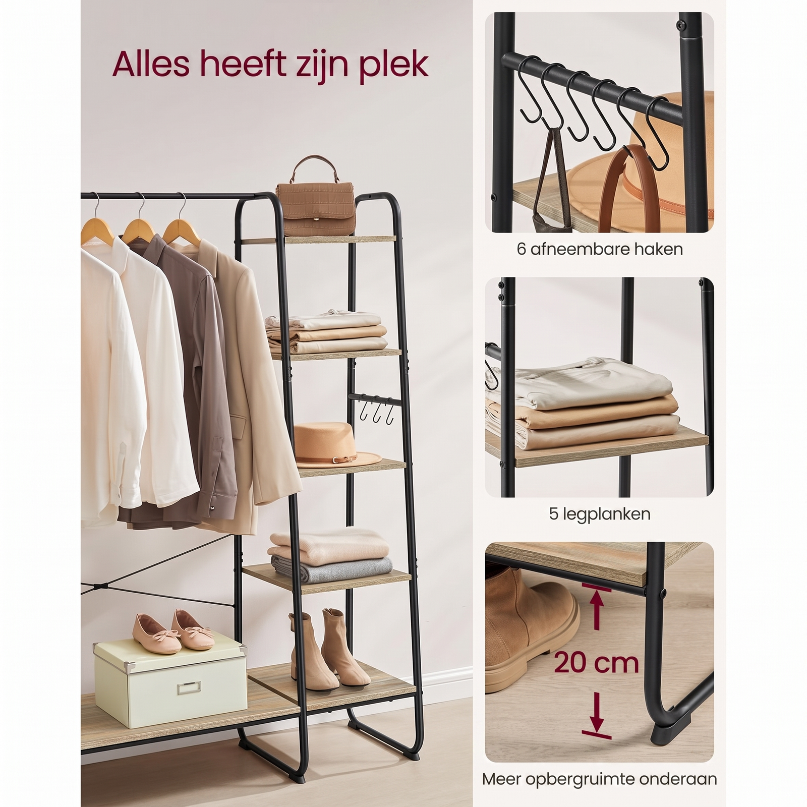 Vrijstaande Kapstok met 6 Haken – productweergave 27 | De Groot Living